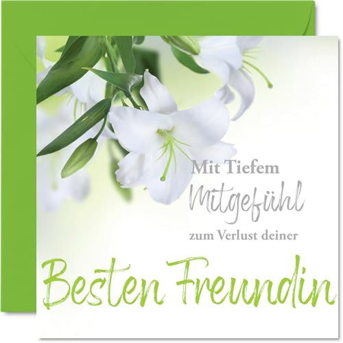 Stuff4 Trauerkarte Bester Freundin - Tiefem Mitgefühl - Freundin Beileidskarten Kondolenzkarte Beileidskarte für Freunde Familie, 145mm Trauerkarten mit Umschlag Glückwunschkarten