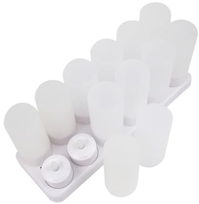 ARTIBETTER 12 Pièces Bougie Chauffe-Plat à Piles Bougies LED Rechargeables Bougies électriques pour Restaurant LED pour café Lustre Fausses Bougie sans Flamme Blanche