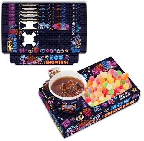 Dusenly 12pcs Neon Snack Trays Boxes Holder - Disposable Movie Night Snack Trays Popcorn Food Drink Holder for Cinema, Birthday Party Decorations