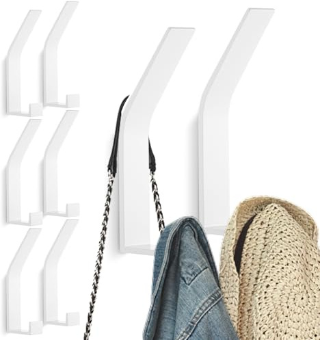 Kssvzz 8 Piezas Percheros Pared, Colgador Pared Moderno, Percha Pared con Diseño de Tornillo Invisible, Perchero de Pared para Cocina Dormitorio Entrada Baño, Blanco | Moderno perchero de pared para chaquetas, abrigos, gorras, bufandas, toallas, bolsos y mucho más