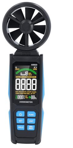 Handheld Digital Anemometer Wind Speed Temperature Humidity Meter with Backlit LCD Sc - 80° Rotation