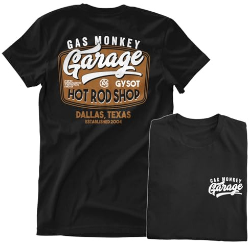 Gas Monkey Garage Offizielles Lizenzprodukt Rusty Hot Rod Herren-T-Shirt (Schwarz), XXXX-Large