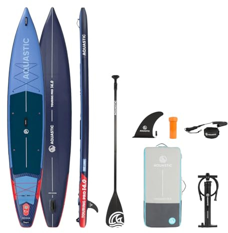AQUASTIC Touring Pro 14 '0 tum | SUP Touring Board | Drop Stitch Line+ | Enskikts PVC 2 200 g/m² | 427 × 76 × 15 cm | 355 L kapacitet | 170 kg lastkapacitet | EVA-skum | cargolinne