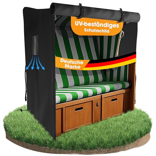 Naturiz Copertura per poltrona da spiaggia di alta qualità, resistente agli agenti atmosferici, impermeabile, resistente agli strappi e ai raggi UV, con finestra di ventilazione, Oxford 600D (nero