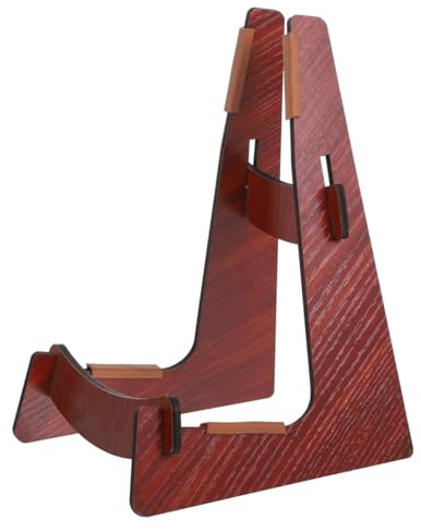 FRCOLOR Gitarrenständer Zusammenklappbarer Bodenständer für Ukulele und Gitarre Braun Stabiles Design zur Sicheren Aufbewahrung und Präsentation im Shop und Zuhause