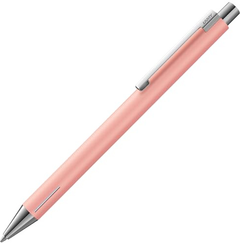 Lamy econ pink matt Kugelschreiber in Strichbreite M | Lamy Kugelschreiber mit Gehäuse aus Edelstahl, gebogenen Clip & innovativer Griffzone - inkl. Großraummine M 16 in schwarz