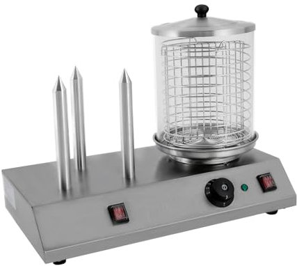 MJMLUCK Macchina per Hot Dog Commerciale, scalda panini, vaporiera, 458 W, in Acciaio Inox, 110 V, Macchina per Hot Dog elettrica, scalda panini, per cuocere Hot Dog, Salsicce, Pane, Baguette, 86-23