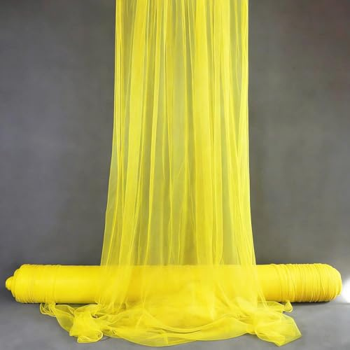 Tüll Stoff für Hochzeit Vorhang,Querbehang Hochzeitsbogen,160 x 500cm Hochzeitsdeko Gardinen Deko Schals,Tüllstoff zum Nähen Meterware,Kostümstoff,Dekostoff für Fotografie,Party,Zeremonie,Gelb