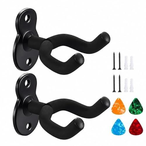 Admygo Lot de 2 + 4 crochets Crochets métalliques pour guitare Support pour guitare classique et électrique Accessoires pour ukulélé et violon