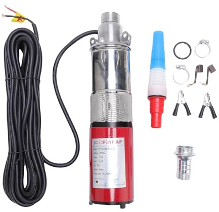 Fafeicy Bomba Sumergible de Pozo Profundo de 220 W, Bomba de Tornillo de Acero Inoxidable, Flujo de 1,2 M³/h, Cabezal de 30 M para Riego con Cable de Alimentación de 10 M