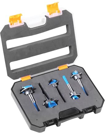 Set di 5 punte per legno con profondità regolabile Forstner esagonale per trapano preciso a cerniera da 15 a 35 mm
