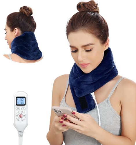 JOBYNA Cojín térmico para cuello y hombros, calentador de cuello, calentador de hombros eléctrico, calentamiento rápido 5 s, calentamiento rápido 30-70 ℃ y ajustable en 10-90 minutos, cojín térmico