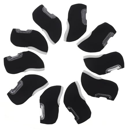 BESPORTBLE Cubiertas para Palos de Golf Neopreno, Fundas Visibles para Hierros y Putters, 10 Piezas Negras para Golfistas en Campo
