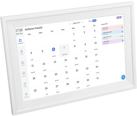 Fabater Intelligenter Digitaler Kalender 10,1 Zoll, Elektronische Wandkalender und Aufgabentabelle, HD-Touchscreen, WLAN, Digitaler Bilderrahmen, Familienplaner mit App für (EU-Stecker)