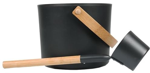 Seau de sauna en aluminium : ensemble de seau et louche à saunaa, 7 l | aluminium de avec cuillères à long manche, tonneau de saunaa avec louche assortie