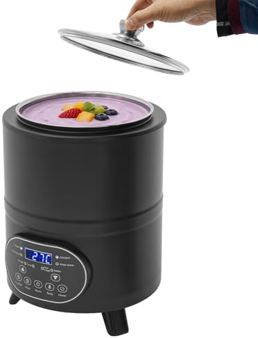 NoneDanGee Yoghurtberedare 8 l rostfritt stål, yoghurtmaskin med temperaturkontroll 25–80 °C och 24 H timer, fermenteringsmaskin för yoghurt, natto, risvin, frukt, 400 W (svart)