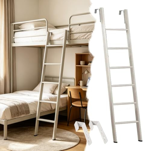 Scaletta Letto a Castello Scale Letto Singolo, Soppalco, Dormitorio, Casa, 116/130/140/150/160/170/180/185cm Scala Letto Castello Camper Roulotte Ganci, Scaletta Corta Antiscivolo Bambini(185cm/73)
