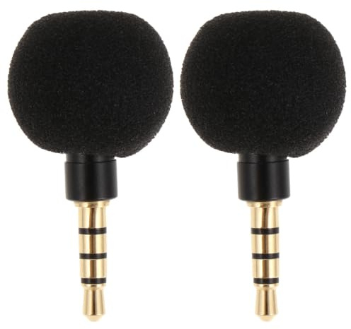 WRITWAA 2 mini microfoni in schiuma con jack da 3,5 mm per registrazioni su laptop - Microfono karaoke esterno per computer, riunioni online, streaming e aule scolastiche.