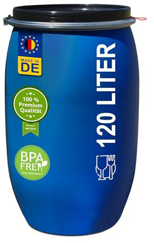 Tonneau en plastique bleu Joint 120 l avec circlip et couvercle Offre Spéciale. plastique couvercle Fût rond stand Tonneau Fût spund