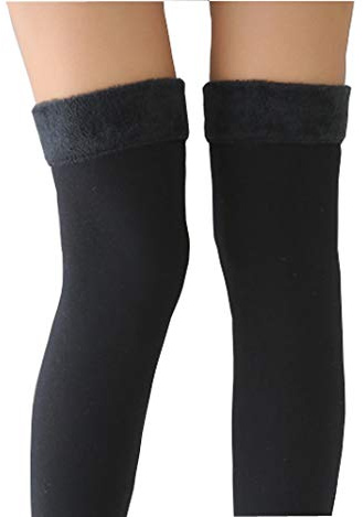 XUMIN 1 Paar 60 cm Thermo-Leggings für Damen, elastisch, mit weichem Innenfutter, aus verdicktem Fleece, lange Beinwärmer, Overknee-Strümpfe, Strümpfe, für den Winter, warmer