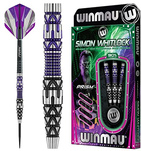 WINMAU Simon Whitlock Sonderedition 24g Profi Wolfram Steeltip Dartpfeile Set mit Flights und Schäfte