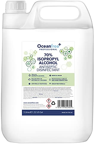 IPA Disinfectant Rubbing Isopropyl Alcohol - 5L Litre - Kills 99% Bacteria, Germs - Sanitiser Sanitizer (Single)