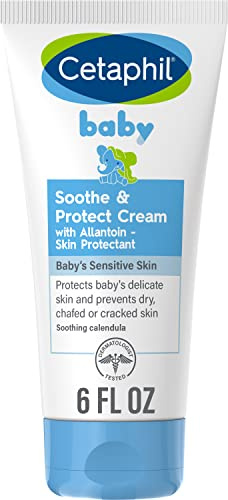 Cetaphil Baby Soothe & Protect Cream med Allantoin-hudskydd, 6 ounce, förhindrar torr, sprucken eller sprucken hud, babykräm återfuktar i 24 timmar, inte fet (förpackning