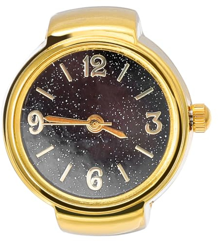 Baluue Women Men Finger Watch Vintage Ring Watch Round Quartz Analog Finger Ring Watch for Birthday Graduation Black