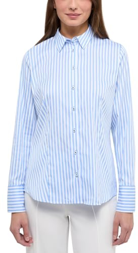 ETERNA Modern Fit Bluse Langarm Hemdkragen Streifen weiß/blau