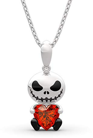 Jeulia Hug Me Love Confession Schädel Herz geschnitten Sterling Silber Halskette für sie mit Schmuckschatulle