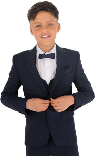 Pojkar Slim Fit Bröllopsdräkter, Fiskbensstruktur Formell 8-delad komplett outfitset ålder 11 år