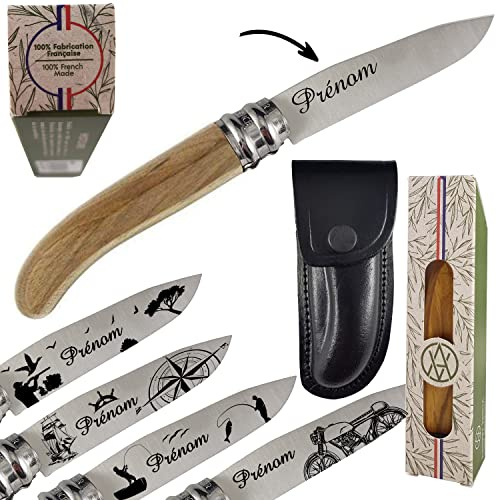 Gravure Events - Fabriqué en France - Couteau Pliant Personnalisé avec Prénom Gravé - Cadeau pour Homme ou Femme : Fête des Pères, Fête des Mères, Papa (Papi, Papy), Maman Anniversaire, Noël