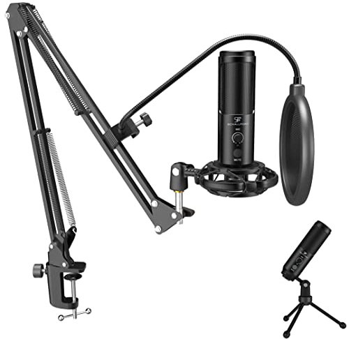 SCHALLFORT Vibe7-ONE USB Mikrofon Set mit 192kHz/24Bit, PC Mikrofon mit Touch-Funktion, professionelles Nieren Kondensator Mikrofon (für Podcast, Gaming, YouTube, Streaming)