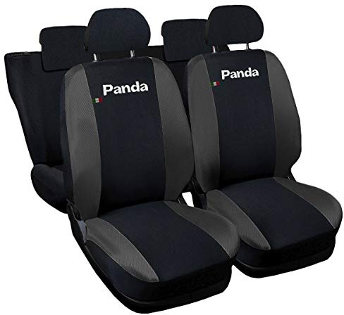 Rebeca Shop Autositzbezüge kompatibel Panda Hybrid | Made in Italy | Set Sitzbezüge vorne und hinten | Zubehör für den Innenraum (Version 50E50, Schwarz/Dunkelgrau)