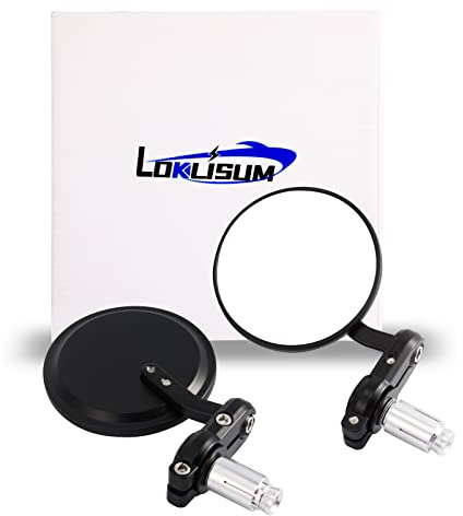 LOKLISUM Specchietti Moto Manubrio Rotondi 7/8 Specchietti Retrovisori Bar End CNC Universali Specchietti Laterali Moto Compatibile per Cruiser Scooter Bobber Chopper Sport Bike