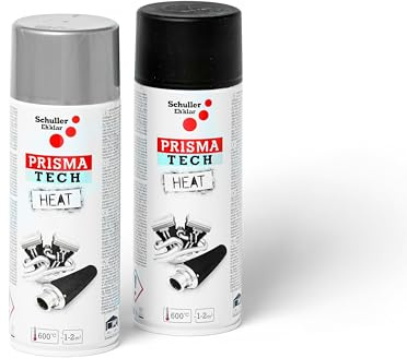 Hitzebeständiges Lackspray Schwarz oder Silber bis 600°C Prisma Tech Heat für Ofenrohre, Auspuffe, 400ml, Schuller Lackspray:Prisma Heat Schwarz