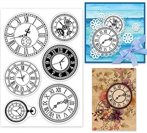 GLOBLELAND Vintage Uhren Zahnrad Klare Stempel für DIY Scrapbooking Dekor Zahnräder Steampunk Vintage Transparente Silikonstempel für die Herstellung von Karten Fotoalbum Dekoration