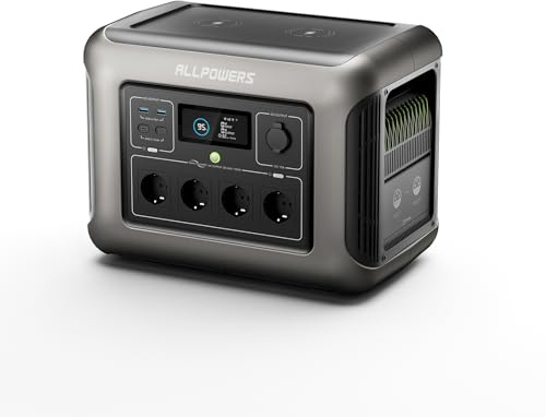 ALLPOWERS R1500 Solargenerator 1152WH Tragbare Powerstation, 4 * 230V 1800W AC Ausgang & PD 100W USB-C, Schnellladung Mobile Stromversorgung für Wohnmobil Heimwerken und als Notstromaggregat | 4x 1800W AC Ausgang / PD 100W USB-C, Schnellladung Mobile Stromversorgung für Wohnmobil Heimwerken und als Notstromaggregat