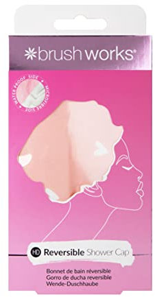 Brushworks Reversible Shower Cap - Heart Pattern