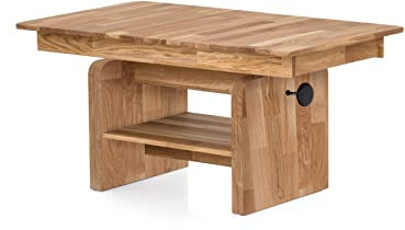 massivmoebelversand Couchtisch Wildeiche massiv pneumatisch höhenverstellbar mit Auszugsfunktion