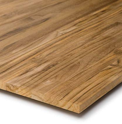 BioMaderas Estantería de madera maciza de teca, 18 mm de grosor, tablero de mesa, encimera, placa de construcción, corte, FSC® 100% continuo