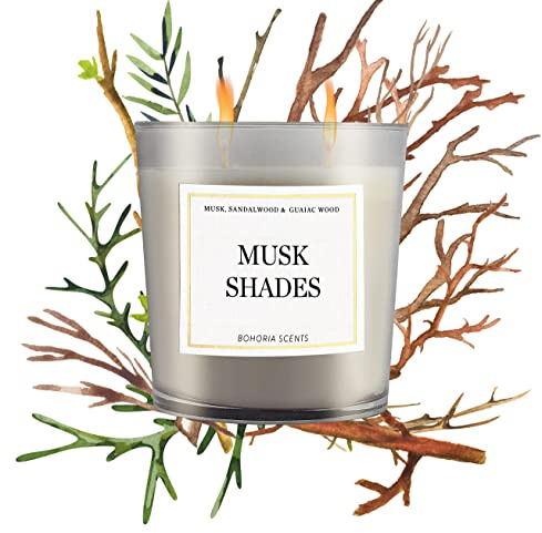 BOHORIA® Premium Signature-Duft-Kerze – Enthält natürliche Öle – Duftkerze im Glas (Musk Shades)