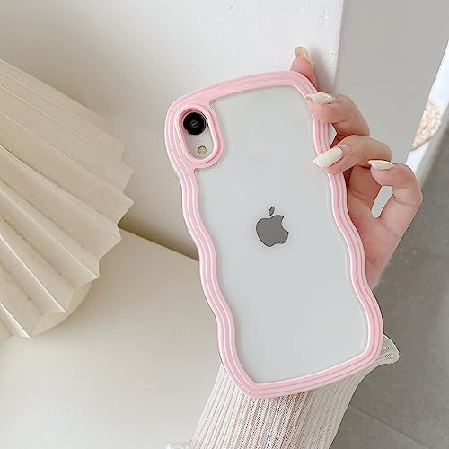 QLTYPRI Kompatibel mit iPhone XS Max Hülle, iPhone XS Max Transparent Handyhülle Aesthetic Curly Case Frauen Mädchen Girls Süßes Wellen Design Silikon TPU Bumper Schutzhülle - Rosa