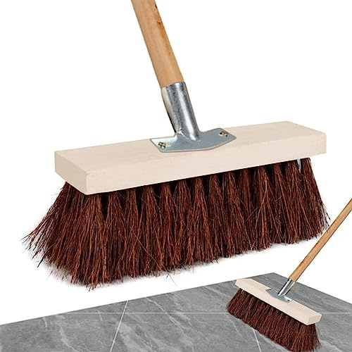 Zankie 20/27/50cm Wooden Broom Head With Hard Bristle- Heavy Duty Stiff Broom Head,Replacement Wooden Broom Head For Outdoor Garden Yard Brush Sweeping