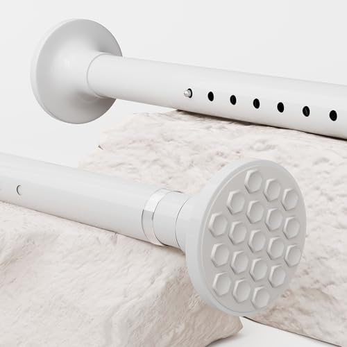 Teleskopstange ausziehbare Gardinenstange ohne Bohren Klemmstange 300 cm für Fenster, Kleiderschrank, Badezimmer Weiß (300-355CM Φ32mm)