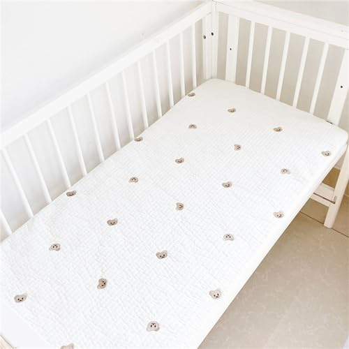 Odot Gesteppt Spannbettlaken für Kinderbett, Kinderwagen Matratzenbezug Baumwolle Weiche Spannbetttuch Babybett Beistellbett Spannbettlaken Stubenwagen Bezug (Karikatur Bär,140x70cm)