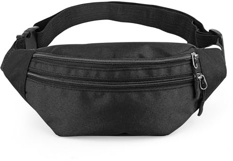 TEKONDA Reise Bauchtasche Wasserdicht Gürteltasche mit DREI Fächern Geeignet für Reisen, Laufen und Fitness, Freizeit-Shopping, Outdoor-Klettern und Andere Szenen Schwarz