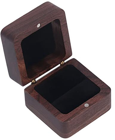 Tomotato Ringkästchen aus Holz, Ringkästchen aus Schwarzem Walnussholz mit Magnetknopf, Ringkästchen für Heiratsantrag, Hochzeit, Verlobung, Zeremonie