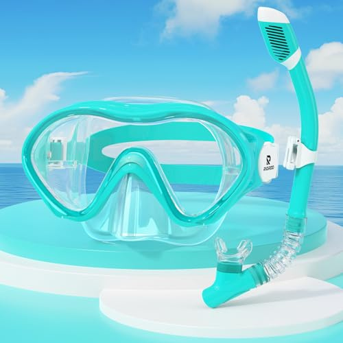 RIOROO Simglasögon för Barn, Pojkar, Flickor och Ungdomar - Snorkelmask Med Nässkydd, Anti-Dimma, Anti-Läckage - 180° Panorama HD-Dykmask för 4-14 År