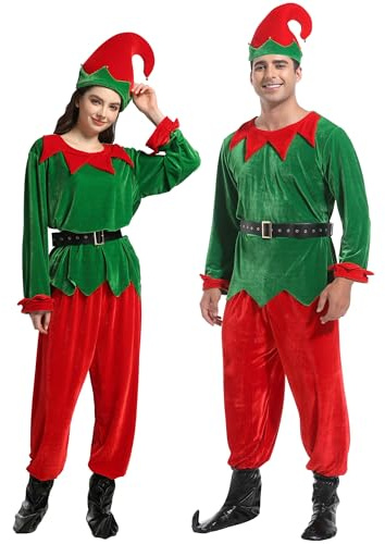 JESOHO Unisex Elf Costume Set. Size:L fits Ht: 5'2~ 5'9, Wt: 132~154 lbs